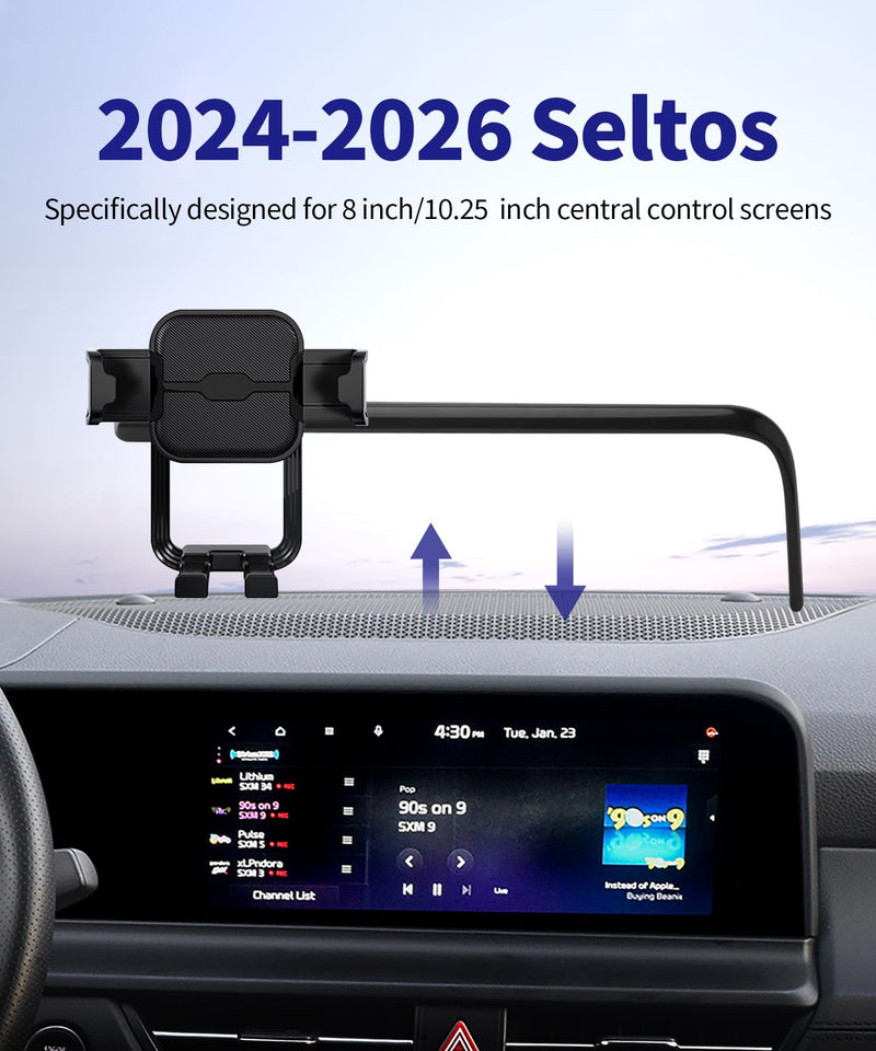 Auto Clamp Car Phone Holder for Kia Seltos 2024-2026, 8/10.25" Screen Mount | Universal Mechanical Clip Cell Phone Mount Accessories Fit iPhone Android,Automobile Cradle GPS Dashboard Navigation Bracket 8/10.25-inch for 2024-2026 Seltos