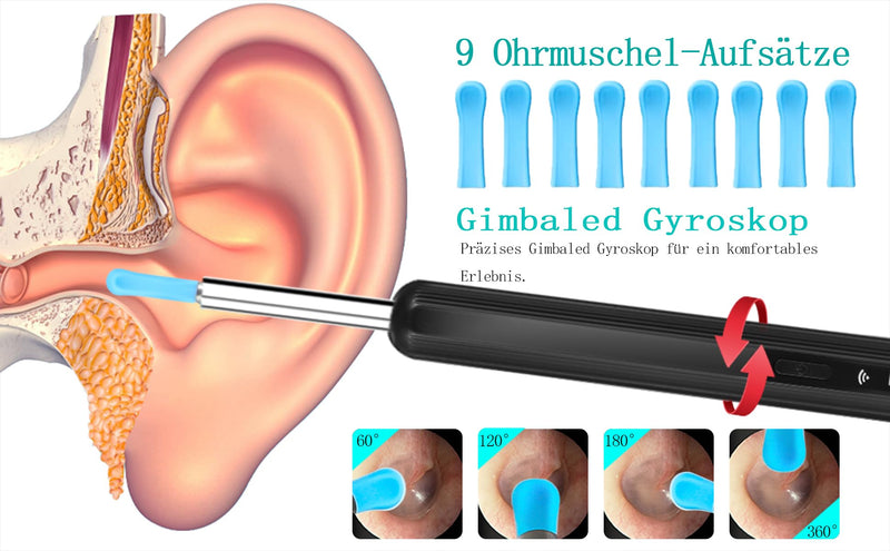 LEBEXY Ear Cleaner Ear Wax Remover Otoscope 1920P WiFi Ear Cleaner Camera with 6 LEDs Ear Camera 10 mm Focal Length Ear Endoscope Ear Cleaning Ear Mirror for Android/IOS/Harmony OS