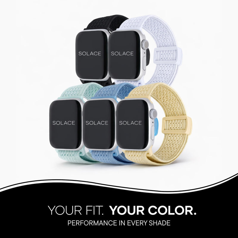 Solace Sport Adapt Bands - Apple Watch Bands, Breathable Nylon with Magnetic Clasp, Unisex Smart Watch Band, Apple Watch Strap Black 38/40/41/42MM