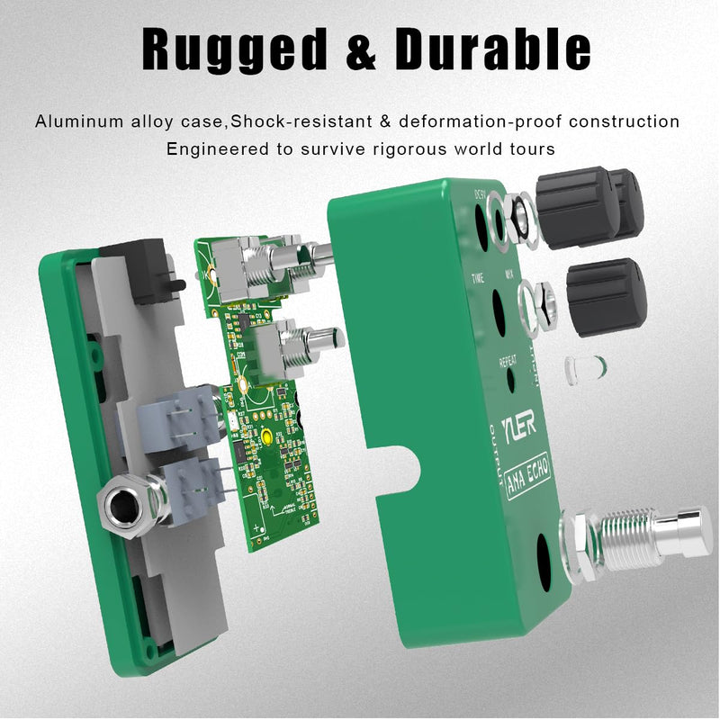 Guitar Delay Pedal, ANA Echo Delay Effect Pedal for Electric Guitar with Footswitch Cap Aluminum Case Delivers Warm, Clean and Smooth Delay Effects - True Bypass RS-10