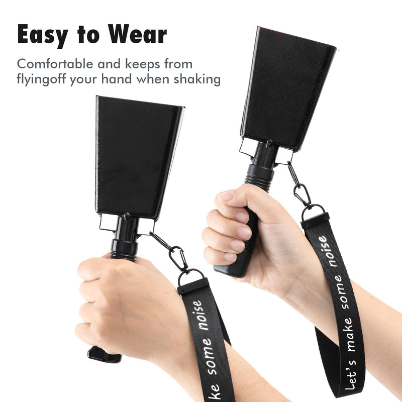 Cow Bells with Wrist Strap - Cowbell with Handle 2pcs, Customizable Cowbells for Sporting Events, for Football Games,Party, Concert, Graduations, Farm Ranch (black) black