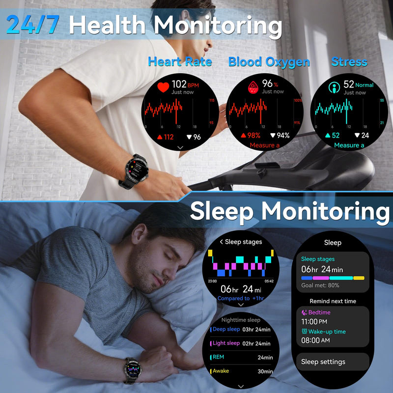Smart Watch for Men, 1.5" AMOLED Fitness Tracker with GPS & IP67 | Answer/Make Calls for iOS Android, 170+ Sports, Heart Rate Sleep Monitor Blood Oxygen, Altitude Barometric Pressure