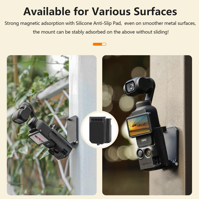 Magnetic Mount Stand Compatible with DJI Osmo Pocket 3, Pocket3 Accessories Expansion Adapter Magnet Suction Case Holder on Desktop, Vertical Surface, 180° Adjustable, Quick Fixation, Black