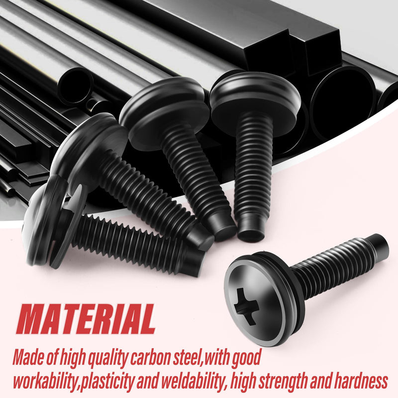 120PCS 10/32 Server Rack Screws, Racks Mounting Steel Screws with Washers and Screwdriver for Server Cabine