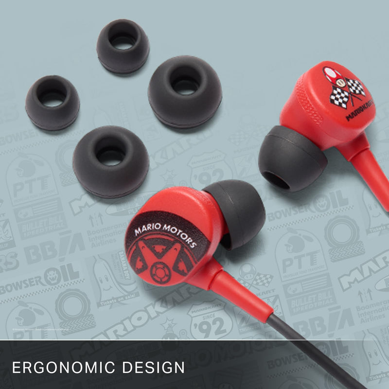 PowerA Wired Earbuds for Nintendo Switch - Mario Kart Motors, 3.5 mm, Wired, Officially Licensed