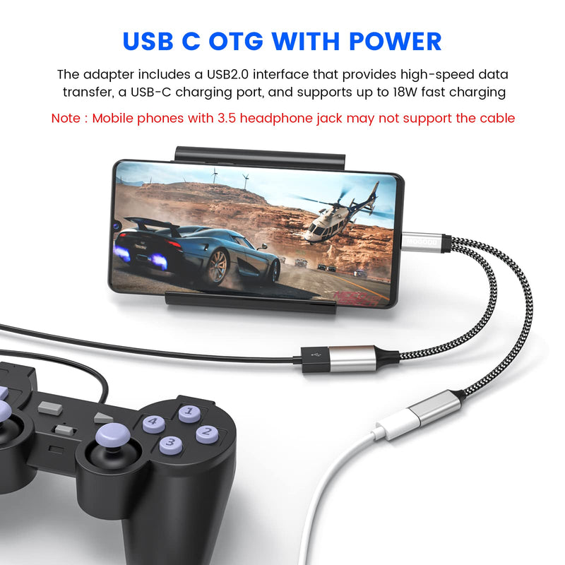 USB C OTG USB C Splitter USB C to USB Adapter with 18W PD Charging Compatible for Samsung GalaxyS22 Note10 Switch Google Chromecast with Google TV 2020 Pi-KVM 3D Printer Octo4a LGG8 Google Pixel4 XL 18W Charing