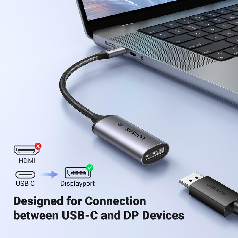 UGREEN 8K@60Hz USB C to DisplayPort 1.4 Adapter Cable 4K@240Hz Bundle VESA Mini DisplayPort to DisplayPort 1.4 Cable 6.6FT