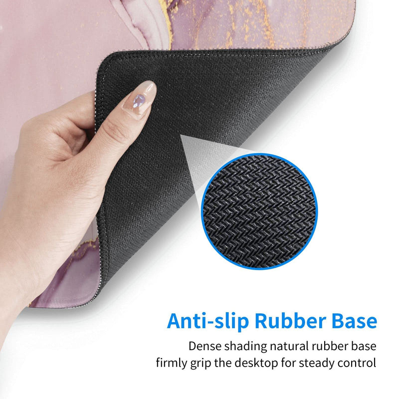 Rose Gold Marble Mouse Pad Abstract Pink Desk Mat 31.5x11.8 Inch Marbled Texture Non-Slip Rubber Base Large Rose Gold Mousepad Stitched Edges Keyboard Mouse Mat Desk Pad for Office Home Game Rose Gold Marble