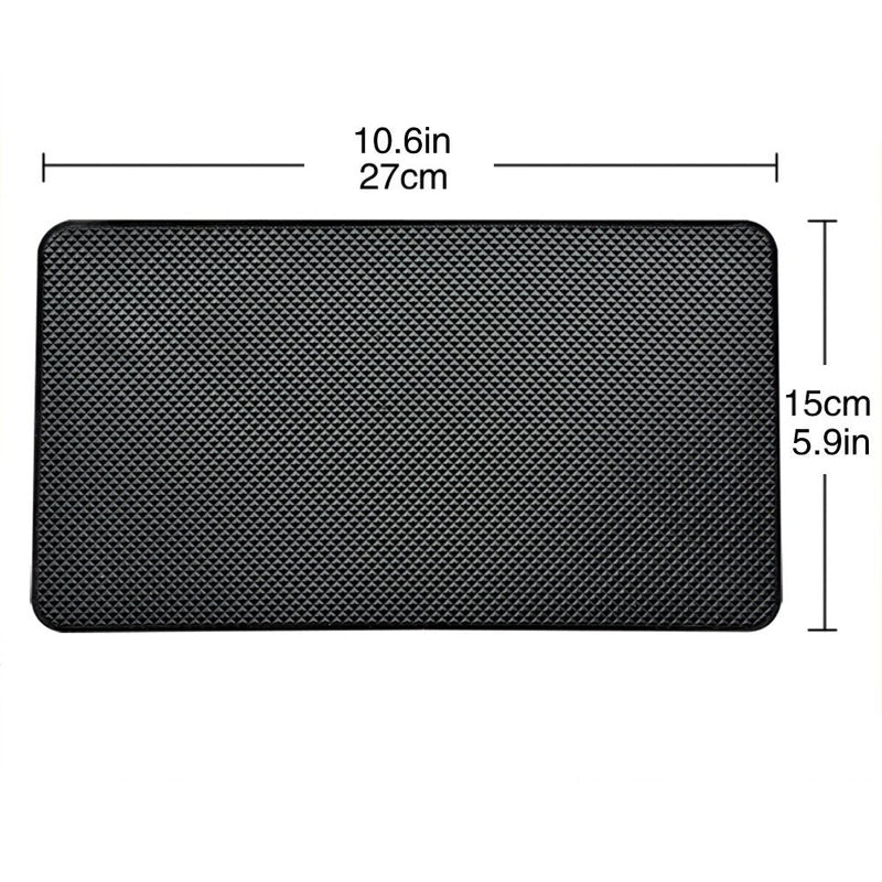 Tianmei 10.6in x 6.1in Extra Large Size Anti-Slip Rubber Pad, Car Dashboard Universal Non-Slip Mat use for Cell Phones, Sunglasses, Keys, Coins and More (Pure Black) Pure Black - 10.6in x 6.1in
