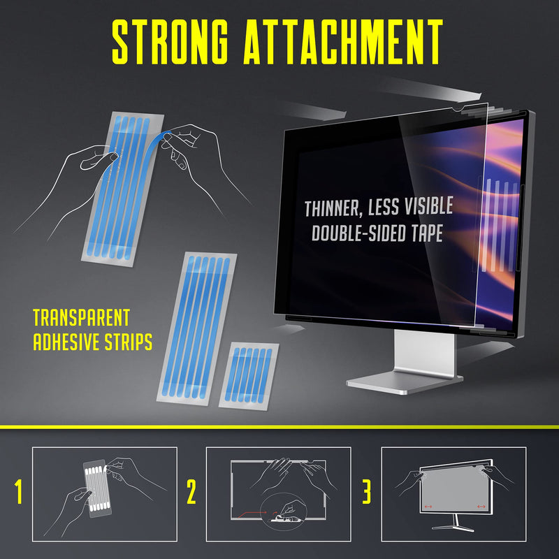 Privacy Screen Adhesive Tabs and Strips for Computer Monitors and Laptops - Replacement kit
