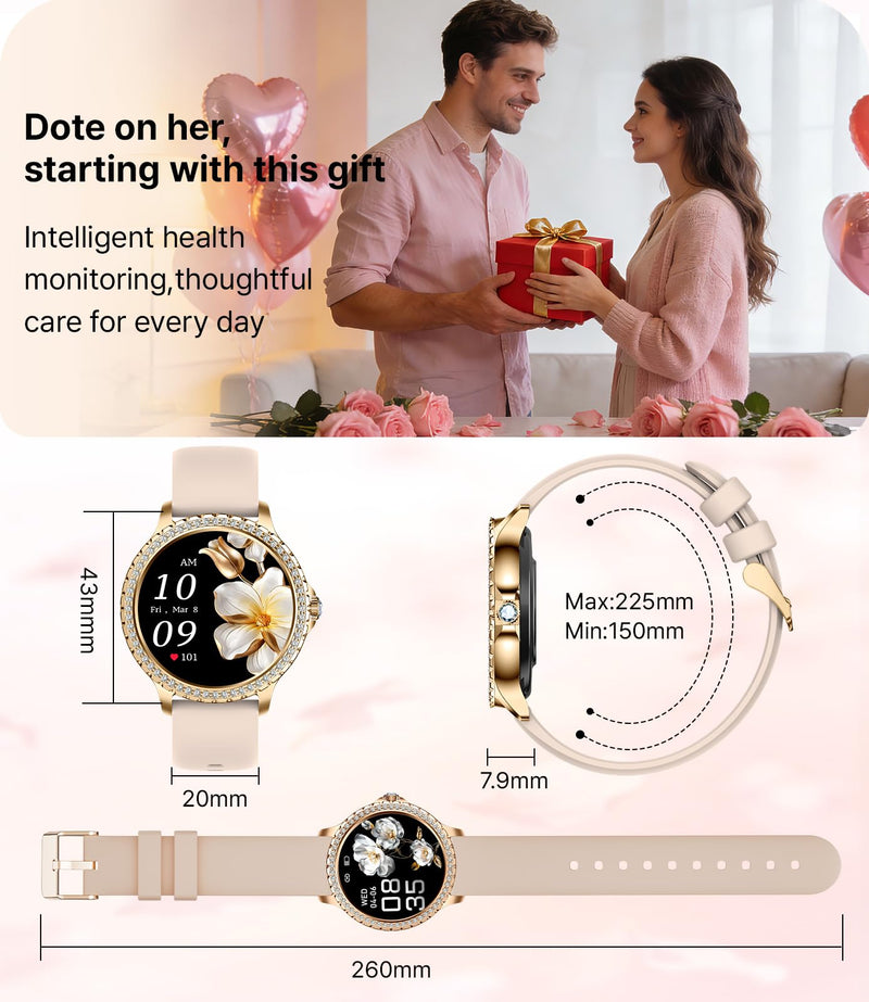 LIGE Smart Watches for Women,1.32" HD Fitness Tracker Watch with Answer/Make Call,AI Voice Control,Heart Rate/Calories/SpO2 Monitor 100+ Sport Modes Ladies Smart Watch for Android iOS (Gold) Gold