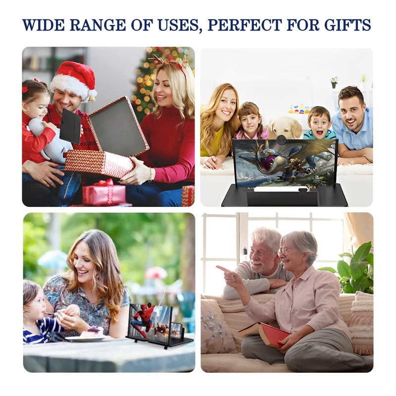 12" Screen Magnifier for Smartphone 3D HD Mobile Phone Screen Magnifier Video Expandable HD Screen Foldable for Watching Movies Videos, Playing Games, for All Smartphones（Blak）