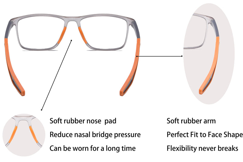 Reading Glasses Men 2 Pairs Sports Style Comfortable and Flexible Blue Light Blocking Readers for Men Black & Grey 1.5 x