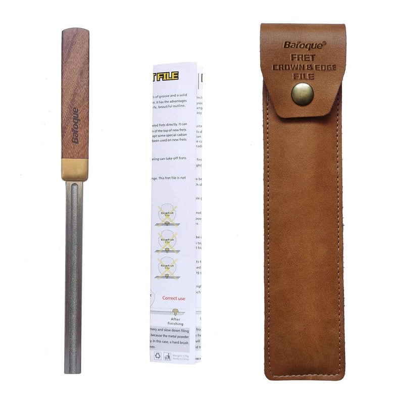 4th Generation Upgrated Baroque Guitar Fret Crowning File with 3 Crowning Grooves and 1 Full Grit Side & Luthier Leveling Dressing Tool Suitable for Electric Acoustic Guitar,Ukulele,Bass,Banjo etc
