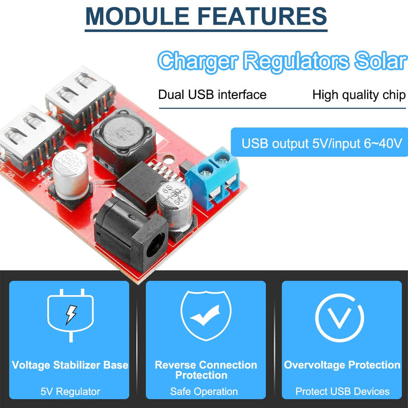 2PCS LM2596S Dual USB Port DC-DC Step Down Module 9V/12V/24V/36V to 5V Car Charger Solar 3A Power Supply Module Dual USB Output 150KHZ