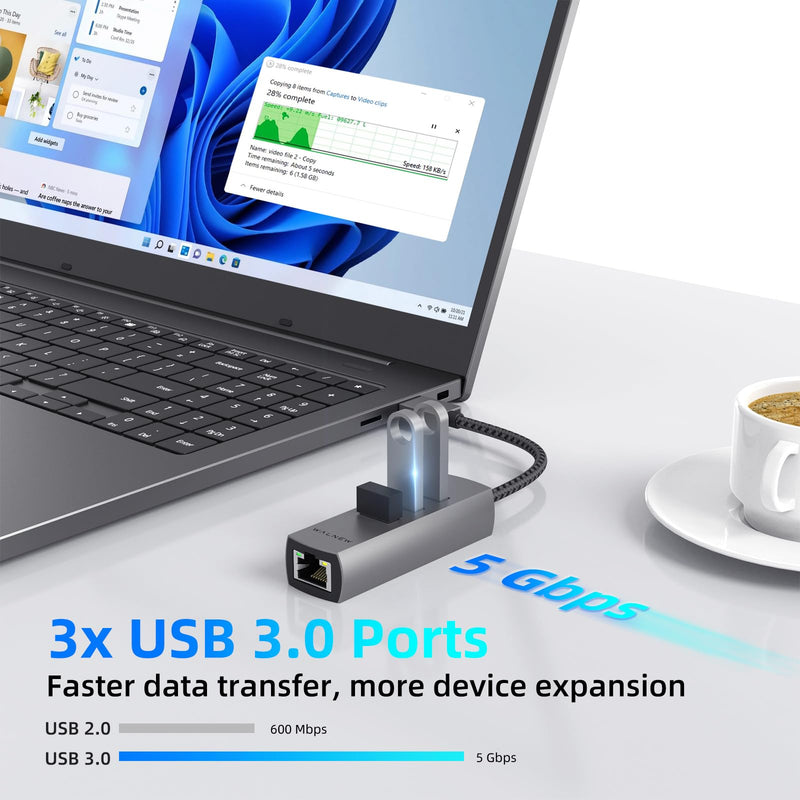 USB 3.0 Ethernet Aapter & 7 in 1 USB C Hub Bundle