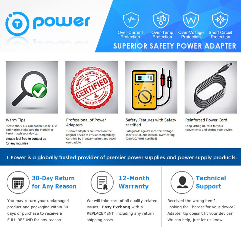 [AUSTRALIA] - T-Power 12V Ac Dc Adapter for Korg Krome 61 88 73 88 Keyboard Workstation PA500-ORT Pa588 Pa800eX TC Helicon M50-73 MP5001005 PA800 M50 PA50 LP350 Pa50SD Krome73 Krome88 Charger Power Supply 