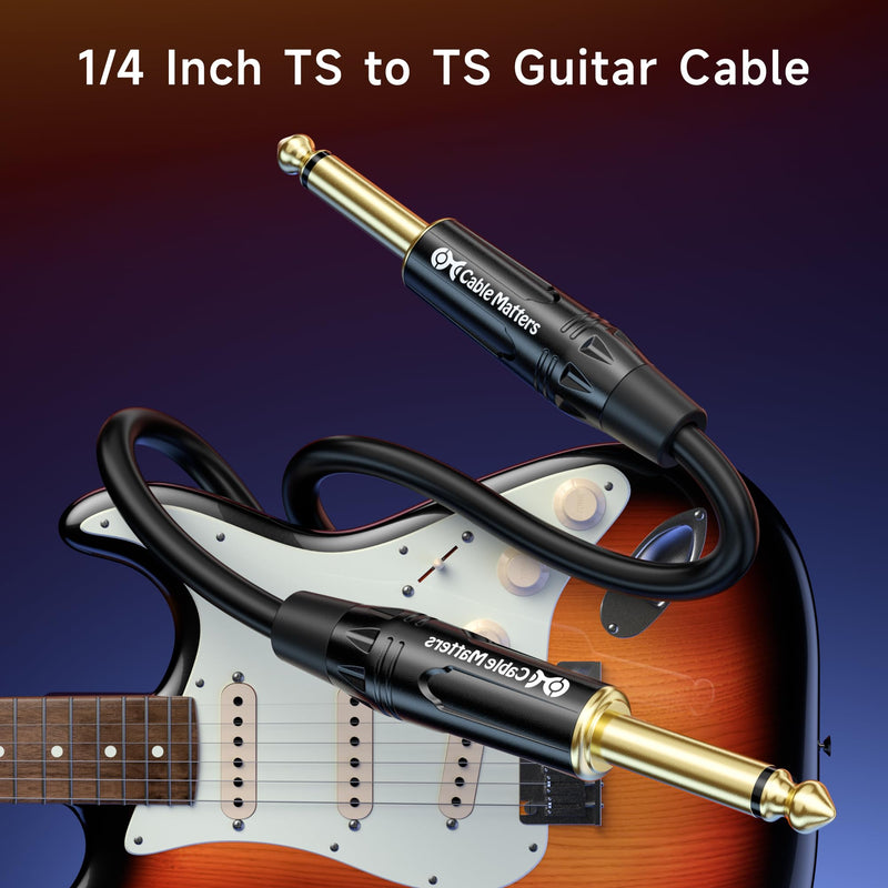 Cable Matters 2-Pack 1/4 Inch TS to TS Electric Guitar Cable - 25ft, Guitar Amp Cord, Instrument Cable for ElectricGuitar, Mandolin, Bass AMP, Keyboard, Mixer, Equalizer 25 ft Regular