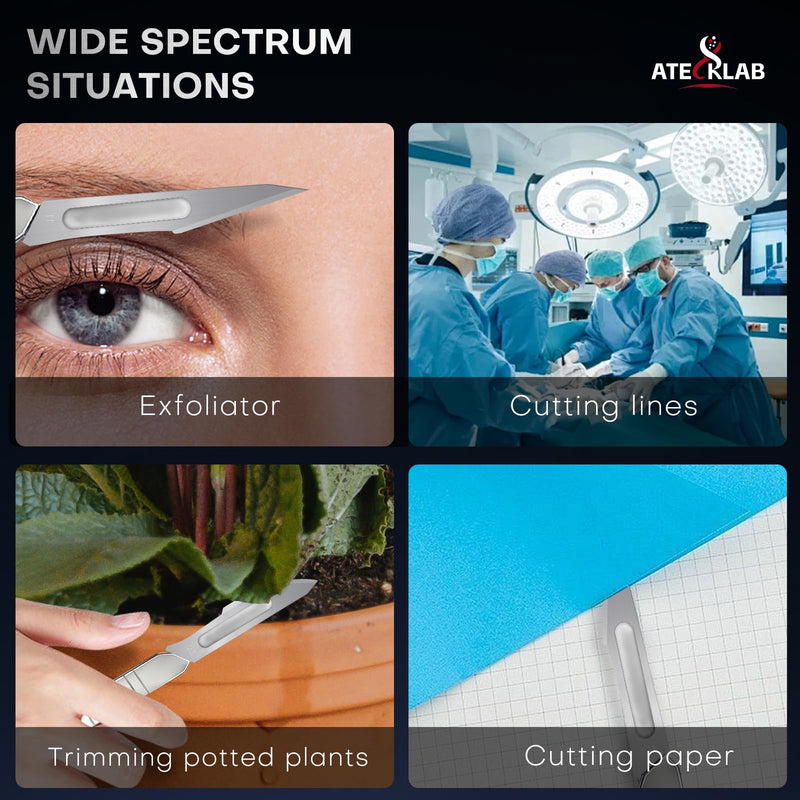 100 - Pack Sharp Carbon - Steel Disposable Scalpel Blades - Individually Packed - for Anatomy, Crafts & Dermaplaning (#10) G142 -10