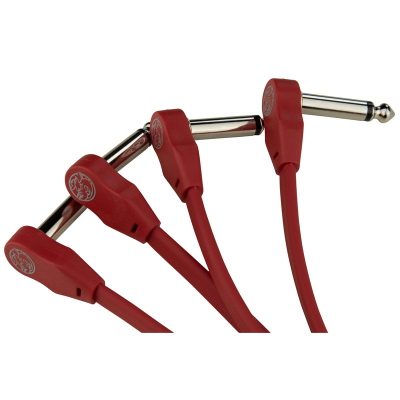 Pig Hog Lil Pigs 6 in Low Profile Patch Cables 4 Pack, Candy Apple Red
