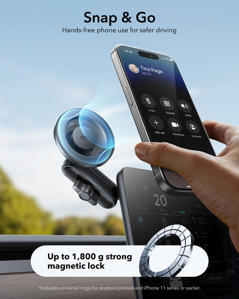 ESR OmniLock for MagSafe Car Mount for iPhone 17-12,Samsung/Google | Suction Cup Phone Holders for Your Car, Magnetic Car Mount for Dashboard/Windshield, 360° Adjustable, for All Smartphones