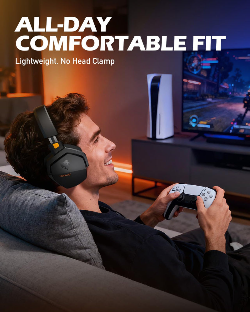 [AUSTRALIA] - NUBWO Wireless Gaming Headset with Mic for Ps5 Ps4 PC, Zero Interference, 100-Hour Battery All-Day Play, 23ms Sync for Fortnite & Call of Duty/FPS Gamers, Triple Mode All Devices Compatible - Orange 