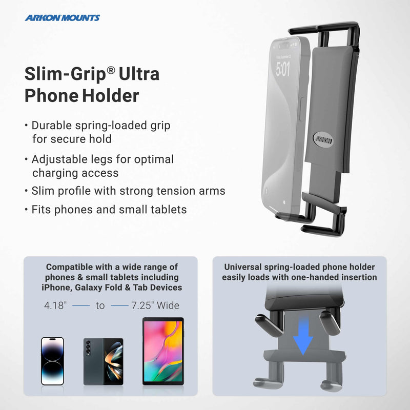ARKON Mounts Slim-Grip Ultra Car Windshield Phone Mount, Holds Smartphones to Windshield or Dash, Includes Dashboard Mounting Pad, Adjustable Arm, Compatible with iPhone, Galaxy