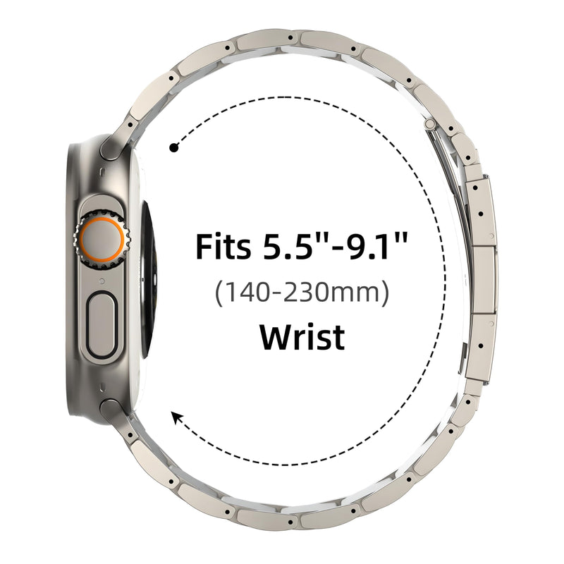 Titanium Band Compatible with Apple Watch Band 49mm 46mm 45mm 44mm 42mm ,Replacement Watch Band with Folding Clasp For iWatch Ultra2 Ultra SE 2 SE Series 10 9 8 7 6 5 4 3 2 1 Man Woman Metal Strap (Titanium, 42mm/44mm/45mm/46mm/49mm) Titanium