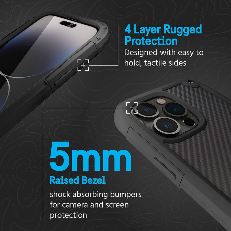Pelican Shield Series - iPhone 13 Pro Max Case/iPhone 12 Pro Max Case [21ft Military Grade Drop Protection] [Wireless Charging Compatible] Protective Cover with Belt Clip Holster Kickstand - Black Shield Black