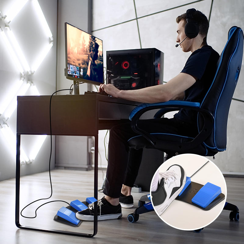 Upgraded Digital Optical iKKEGOL USB Foot Pedal, USB Tripe Foot Switch Game Control, 3 Keys Programmable Footswitch Mouse Keyboard for Video Game Push to Talk, Transcription HID (Triple Pedal) Triple Pedal