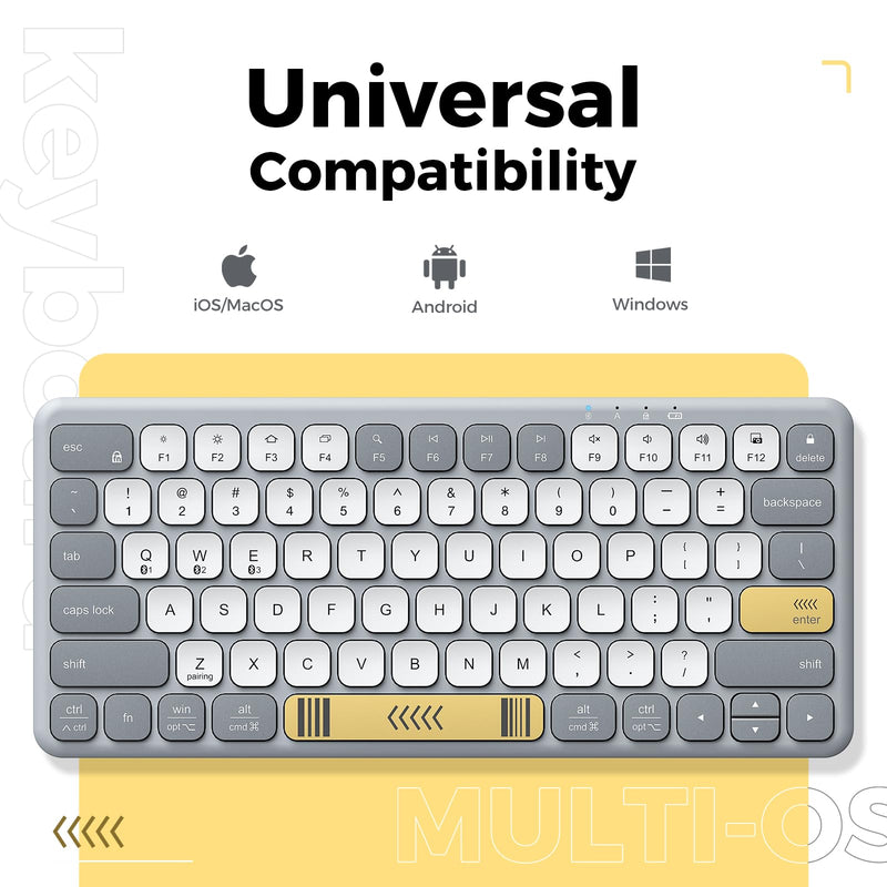 [AUSTRALIA] - iClever Compact Keyboard, BK50 Bluetooth Keyboard for iPad, Colorful iPad Keyboard, Portable and Ultra Slim Design, Sync to 3 Devices, with Large Keycap for iPhone, Laptop, Tablet, Windows 