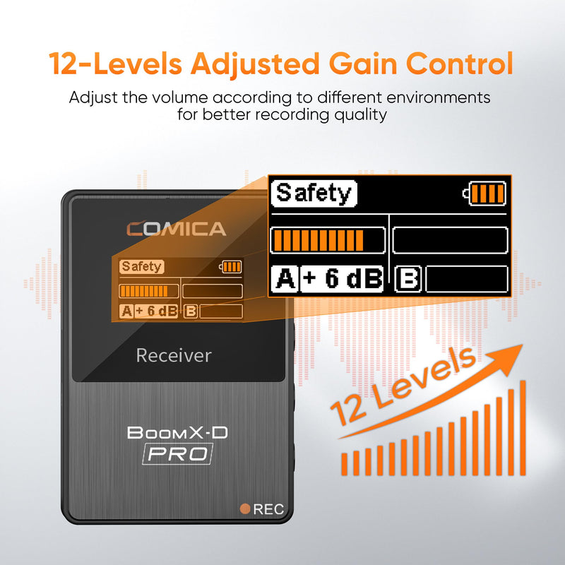 COMICA BoomX-D1 PRO Wireless Lavalier Microphone, 16GB Storage, Safety Audio Track, Noise Cancellation, 328' Range, Wireless Lav Mic for iPhone, Android, PC Interviews, Vlogs, Live-Streaming(1TX+1RX) 1TX +1RX