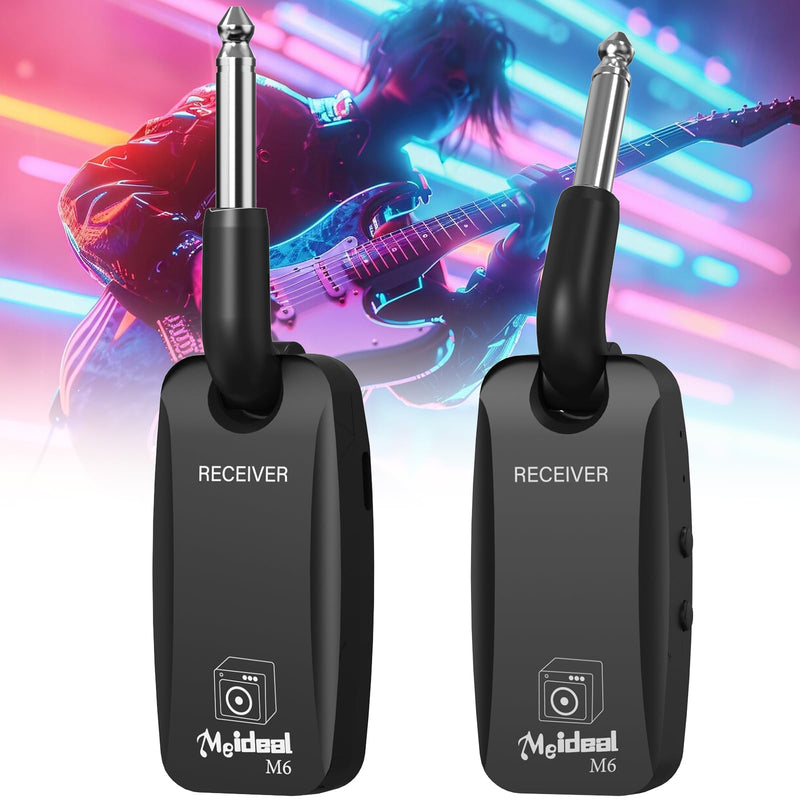 Housiwill 5.8GHz Wireless Guitar System, Rechargeable Wireless Guitar Transmitter Receiver Guitar Accessories Audio Wireless Transmitter Receiver for Electric Guitar Bass black