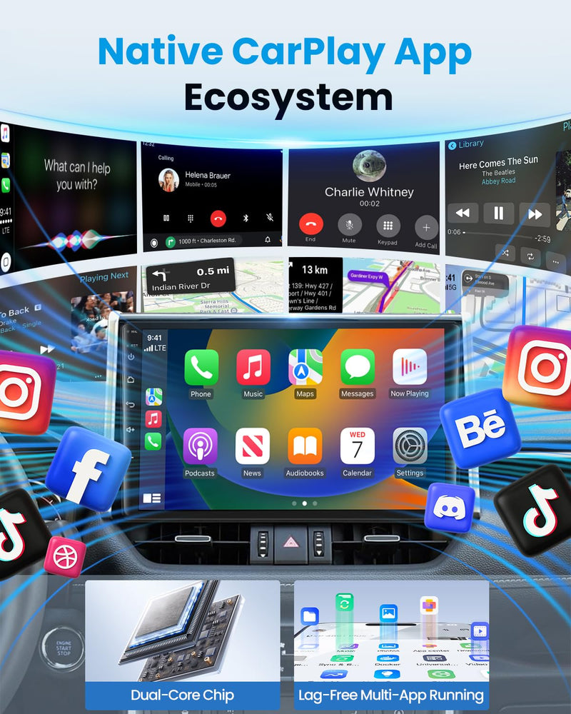 2-in-1 Wireless CarPlay & Android Auto Adapter, Convert Wired to Wireless | RTL8730E Dual Core Chip, WiFi 6 & BT5.3,Cyberpunk Aluminum Alloy,Plug & Play,Auto-Reconnect,iPhone iOS 10+ / Android 11+,