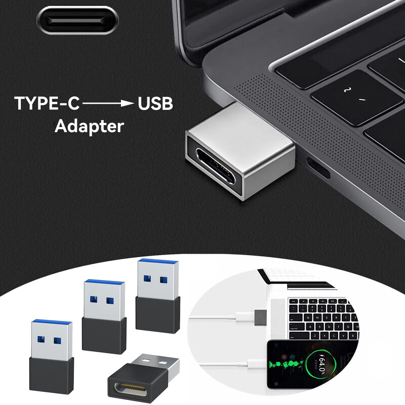 [AUSTRALIA] - Welldiea USB to USB C Adapter 4 Pack, USB C Female to USB Male OTG Charger Type C Converter Compatible with Apple Watch Ultra iWatch 7-9,iPhone 15~13 Plus Pro Max,AirPods 3,iPad Air,Car,Galaxy (Black) Black 