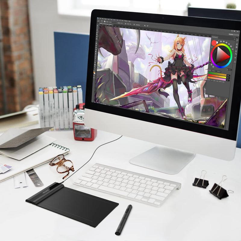 VEIKK Drawing Tablet Computer Graphics Tablets, Digital Art Tablet Pad S640 6x4 inch, with 8192 Levels Battery-Free Stylus Pen for Computer/PC/Mac/Windows/Laptop/Android Phone,for Artists & Adult