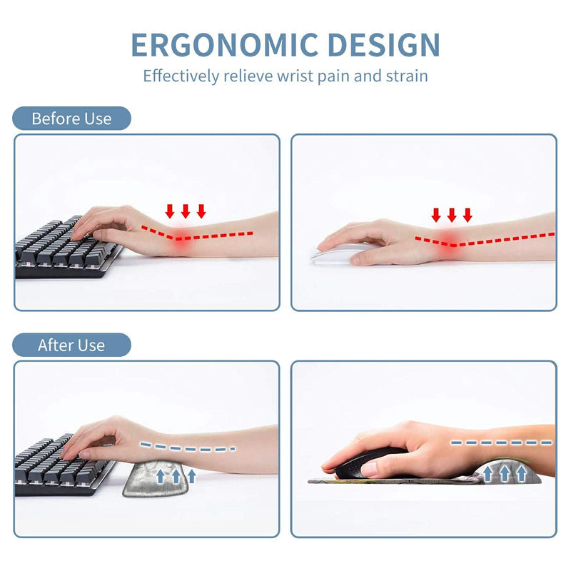 Keyboard Wrist Rest and Mouse Wrist Rest Pad Set, Made of Memory Foam with Non Slip Rubber Base Ergonomic Gel Wrist Rest for Computer Keyboard Office Working, with Elephant Sunflower Coaster