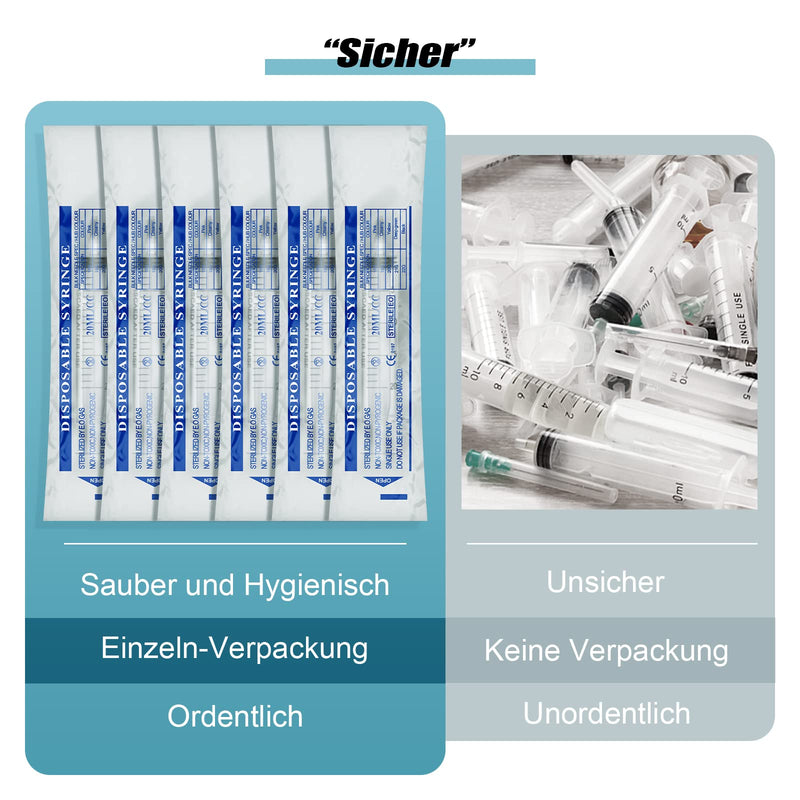 Pack of 30 Plastic Syringes 20 ml, Measuring Syringe Disposable Syringe for Scientific Laboratories, Feed Syringe, Marinating Syringe and Suction Syringe (30, 20 ml)
