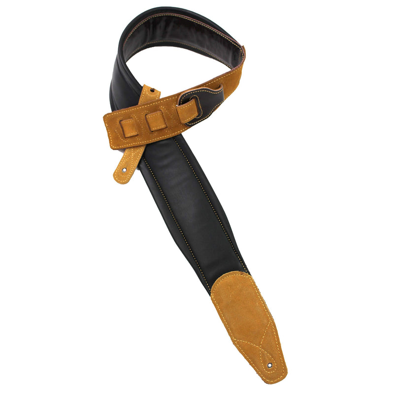 Walker & Williams C-22-BRN-XL Handmade Double Padded Premium Brown Signature Leather Guitar Strap XL For Acoustic, Electric, And Bass Guitars