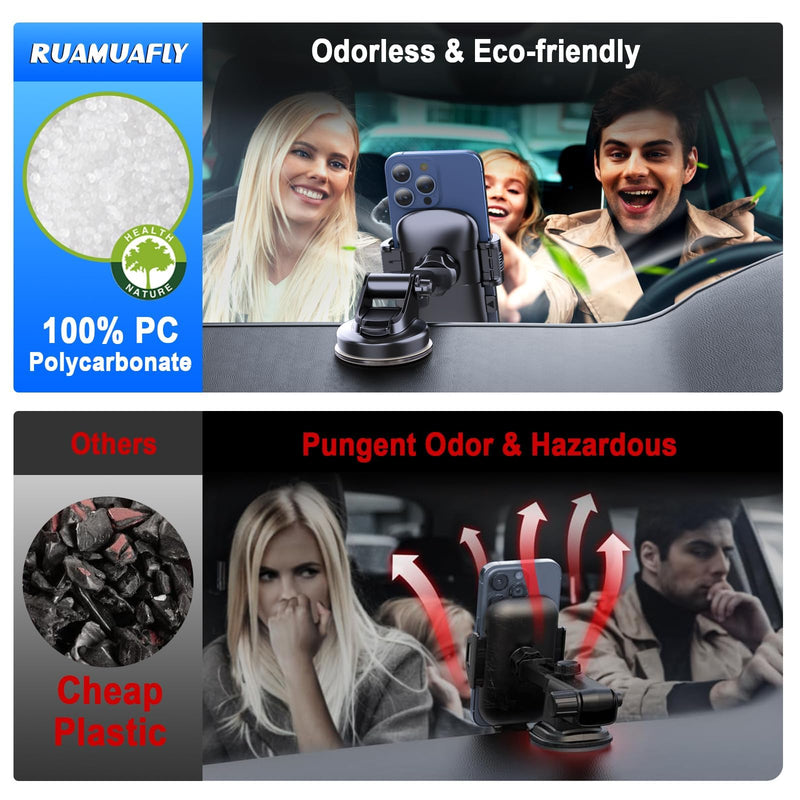 [2026 NEW] Car Phone Holder [Upgraded Strongest Suction & Clip] Cell Phone Mount for Dashboard Windshield Vent,Mobile Stand Base Truck Cradle for iPhone 17 Pro Max 16 15 14 13 12 X Samsung S25 Android
