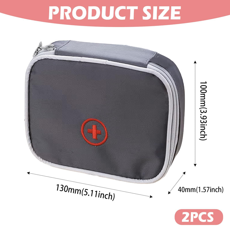 Pack of 2 Medical Bag, Oxford Fabric Medical Bag, Comfortable Travel Medicine Bag for Emergencies, Portable Small Medicine Holder, Empty Travel Pharmacy Bag, Square Organiser for Travel, Home, School,