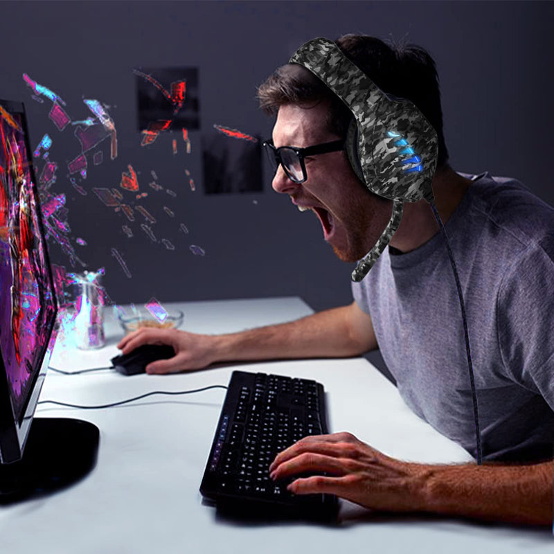 [AUSTRALIA] - Gaming Headset with Microphone - for PC, PS4, PS5, Switch, Xbox One, Xbox Series X|S - 3.5mm Jack Gamer Headphone with Noise Canceling Mic (Camo Black) Camo&Black 