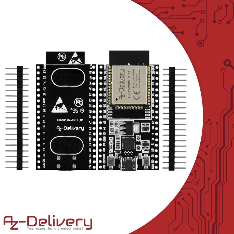 AZDelivery 5 x ESP32 Board Dev Kit C V4 NodeMCU WLAN WiFi Development Board Unsoldered Compatible with Arduino including E-Book! (Successor Module of ESP32 Dev Kit C) | ESP 32 by AZ Delivery ESP32 with CP2102