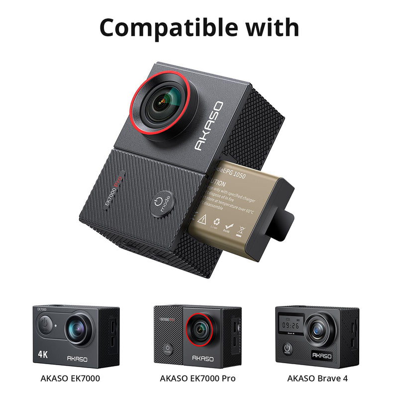 AKASO 3 x 1050mAh Rechargeable Action Camera Battery with 3-Channel Charger EK7000/Brave 4/EK7000 Pro Data Transfer with Micro SD Storage Slots