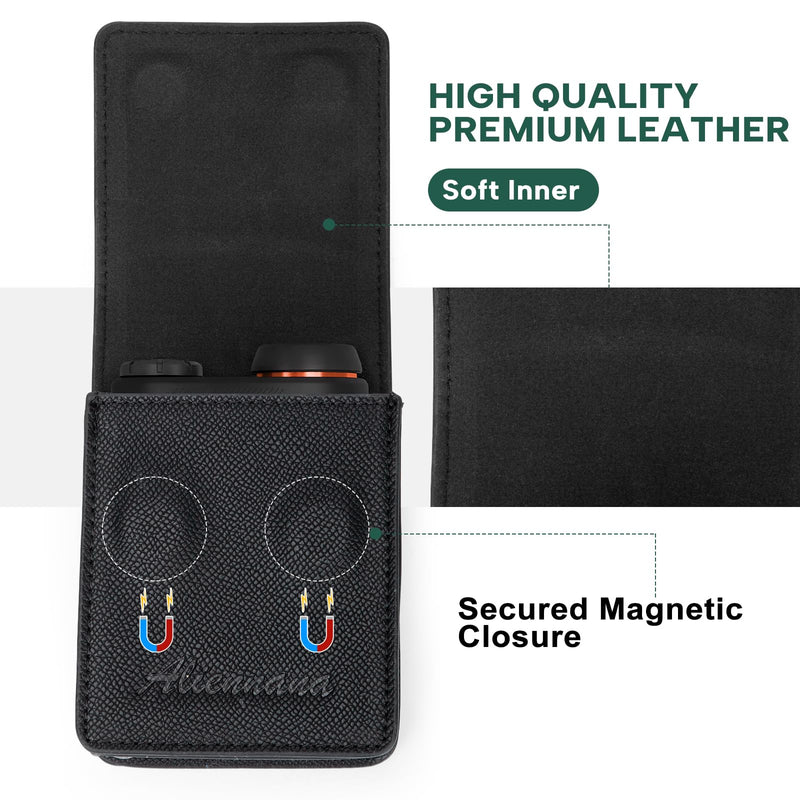 Golf Rangefinder Case - Universal Leather Protective Rangefinder Hard Case | Golf Rangefinder Hard Shell Case with Tee Holder Belt Clip Compatible with Bushnell, Callaway, Garmin & More Rangefinders Black&Green