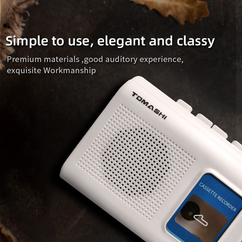 [AUSTRALIA] - TOMASHI Portable Cassette Player Tape Recorder with Built-in Speaker,Microphone,Headphone Jack-, 4.57 x 3.54 x 1.38inch white 