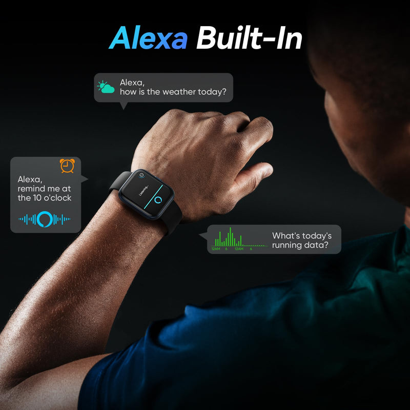 Smart Watches for Men Android & iPhone, 1.8" HD Alexa Built-in Smartwatches Fitness Tracker Watch with Bluetooth Calls, IP68 Waterproof, Heart Rate/Sleep/SpO2 Monitor, 110 Sport Modes - Black Deep Black