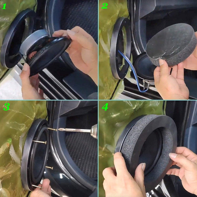 RDBS 6" 6.5" 6.75" Car Speaker Foam Rings Universal Self Adhesive Speaker Fast Rings Sponge Bass Blocker Kit Waterproof High Rebound EVA Foam Speaker Enhancer Baffle（4PCS ） Three ring