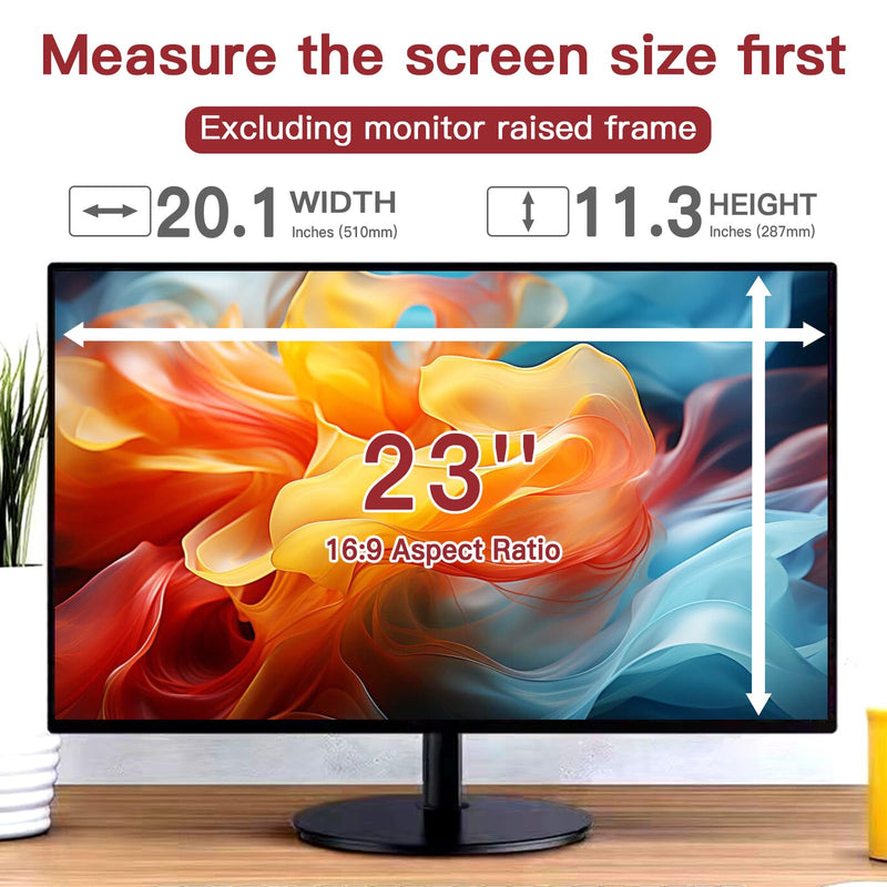 2 Pack 23 Inch Privacy Screen for Computer Monitor 16:9 Aspect Ratio, Eye Protection Anti Glare Computer Screen Cover, Removable Anti-Scratch Computer Screen Privacy Shield for 23'' Widescreen Monitor 2 PACK 23 Inch Privacy Screen (16:9）