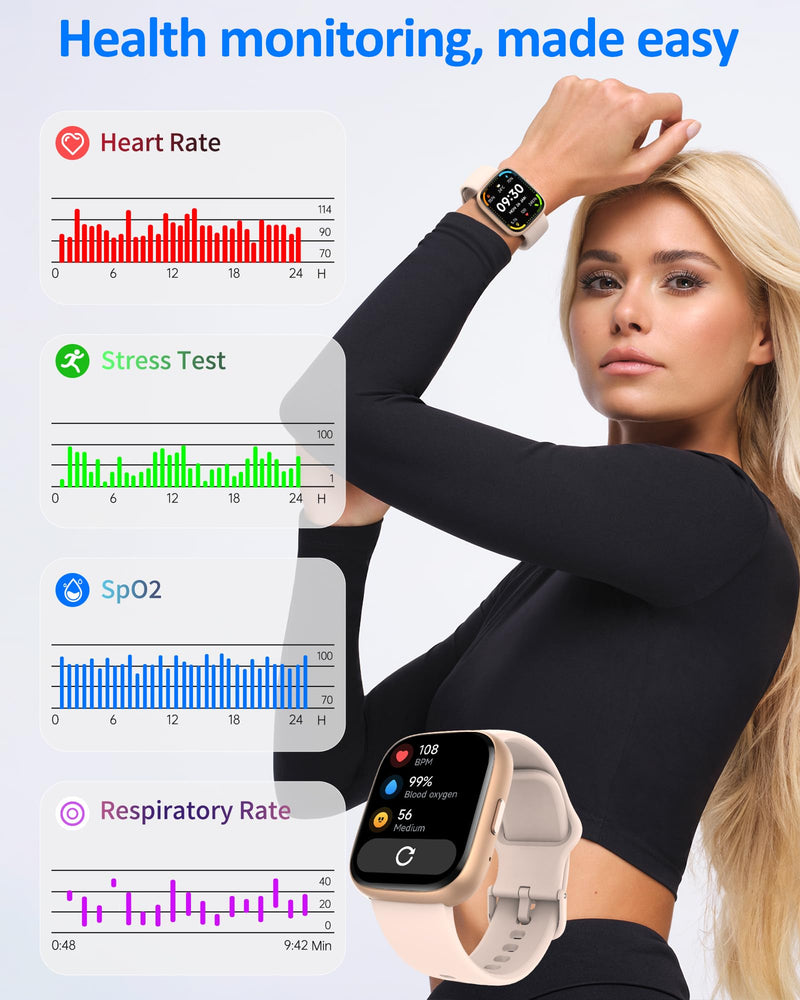 Smart Watch Men Women (Alexa Built-in), 1.83" HD Fitness Tracker, Bluetooth 5.3 Call, Heart Rate SpO2 Sleep Monitor, IP68 Waterproof, 100+ Sports Modes (Rose Gold) Rose Gold